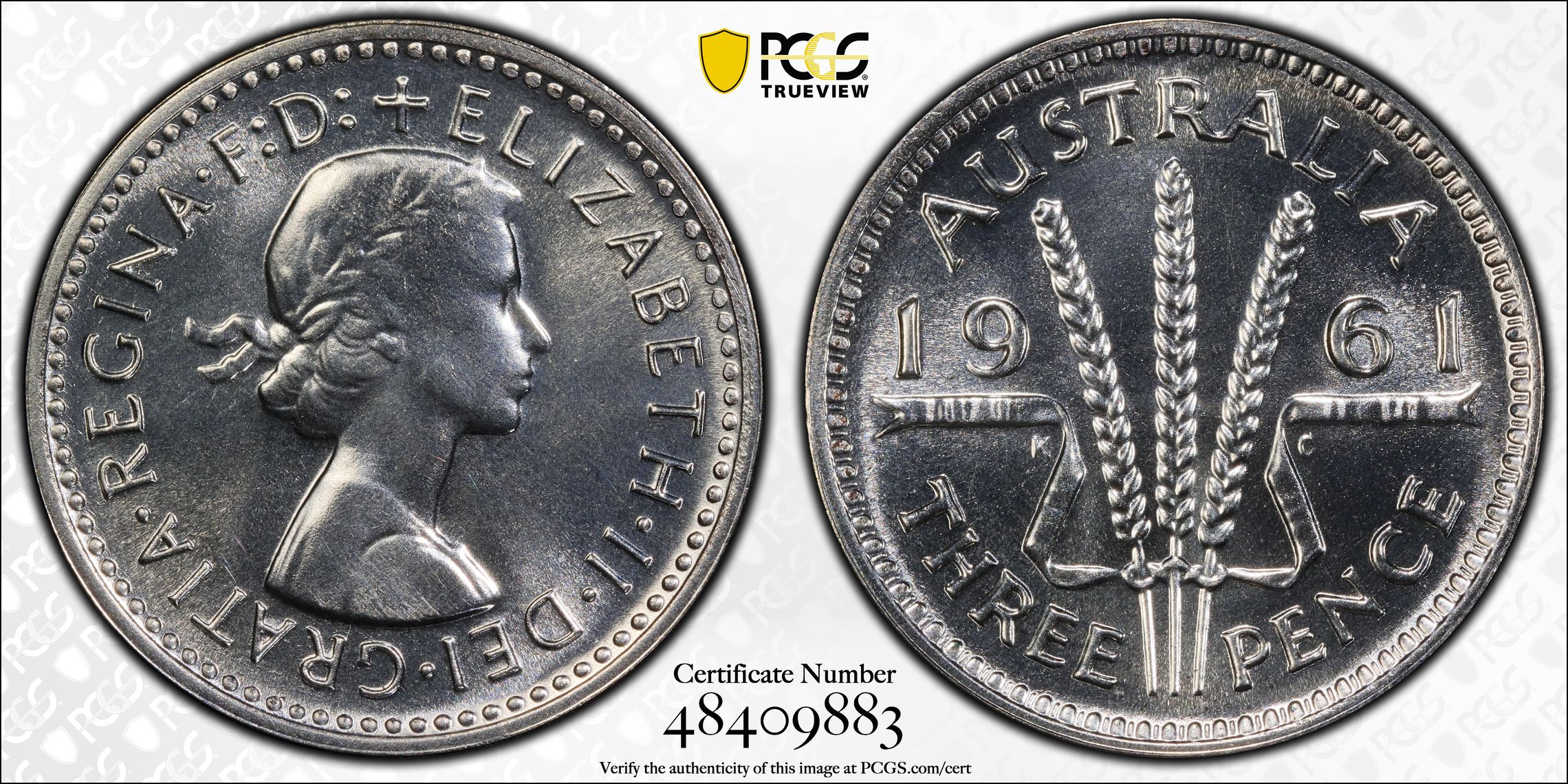 Elizabeth II, Threepence, 1961(m), PCGS PR67