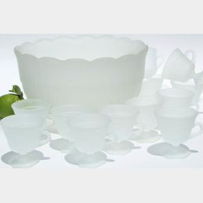 Vintage Glass Punch Bowl Set - 12 Cups - 51221/220