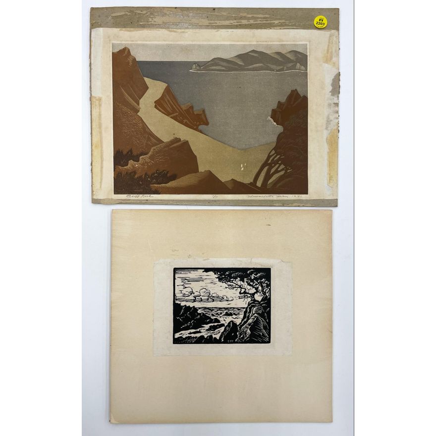 2pc Coastal Scene Prints- unframed- Harold Mallette Dean Etc- largest 8.5x11'' (Image)