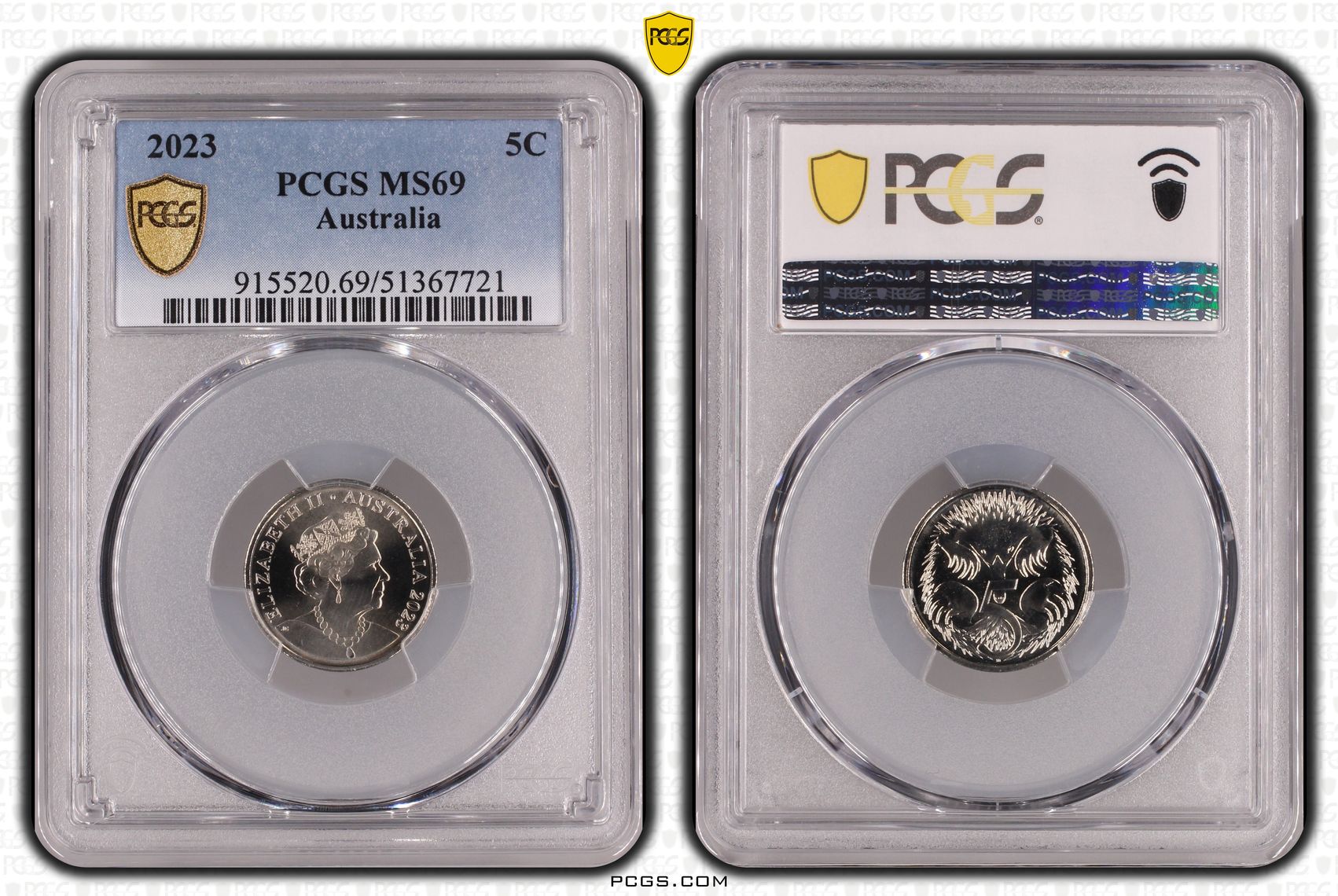 Five Cent, 2023, PCGS MS69
