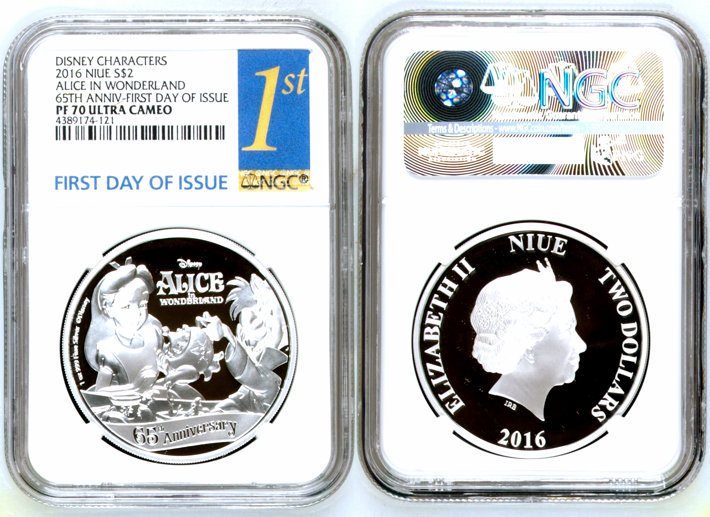 Niue, Alice In Wonderland 65th Anniv., Two Dollars, 2016, NGC PF 70 ULTRA CAMEO