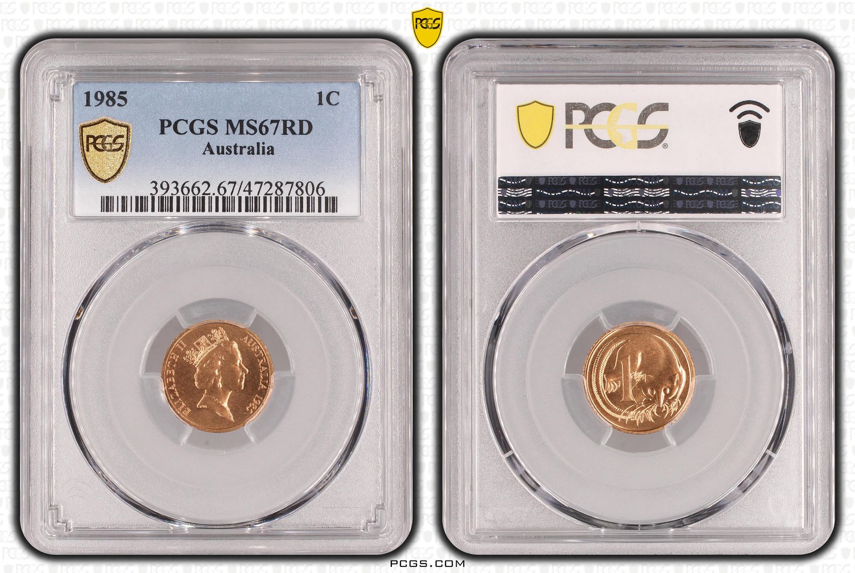 2 · Elizabeth II, One Cent, 1985, PCGS MS67RD