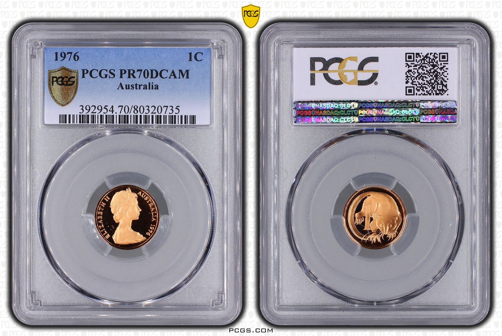 1976 Australia One Cent, 1c PCGS - PR70DCAM POP 21/0 -735