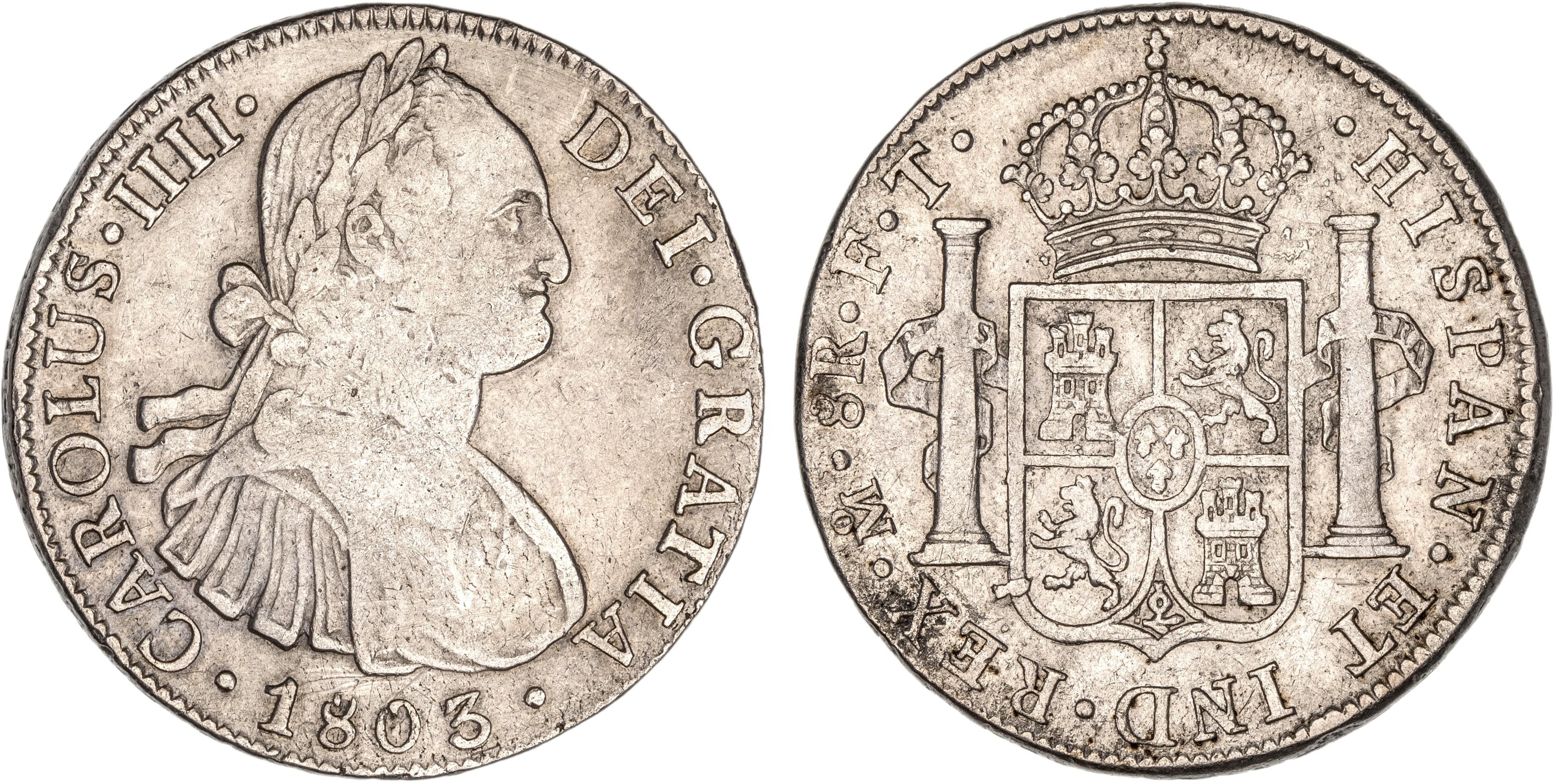 Mexico, Charles IV, Eight Reales, 1803-FT, VF