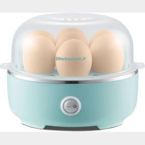 ELITE GOURMET EGC115M ELECTRIC EGG BOILER FOR 7 EGGS SOFT MEDIUM HARD WITH AUTO SHUT-OFF INCLUDES MEASURING CUP BPA FREE RETRO MIN