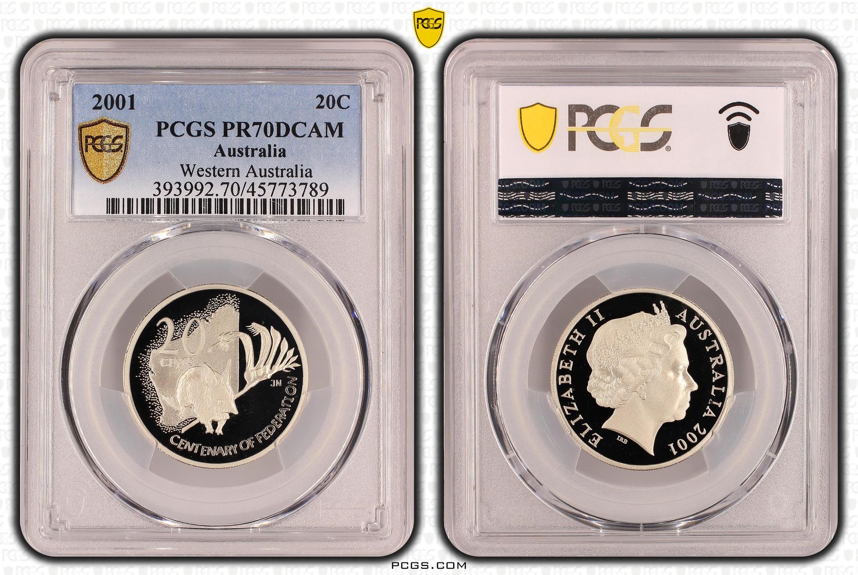 Elizabeth II, Western Australia, Twenty Cent, 2001, PCGS PR70DCAM