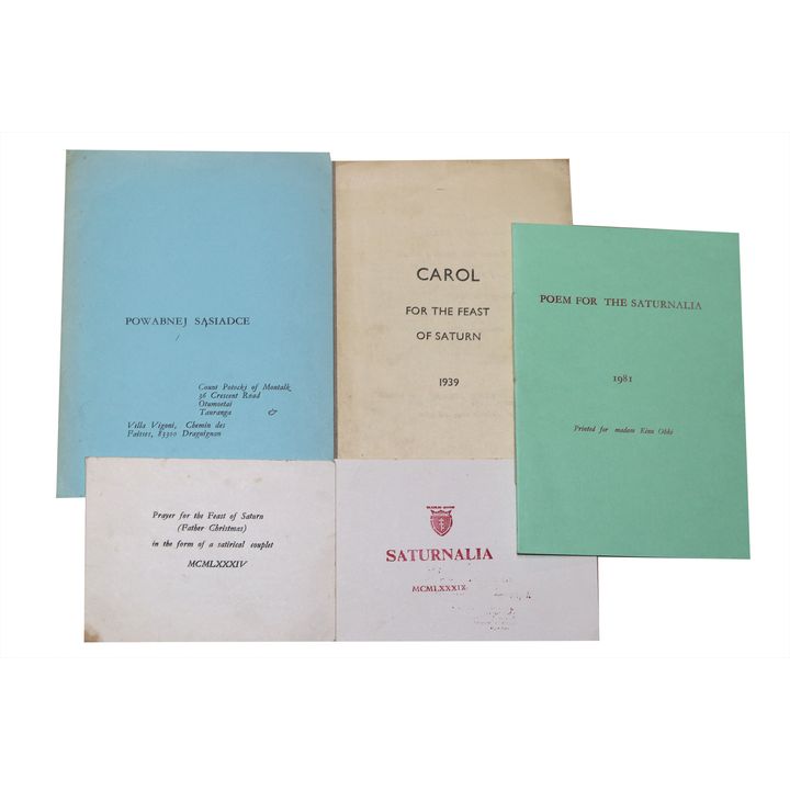 De MONTALK, GEOFFREY WLADISLAS VAILE POTOCKI.  [6 items.] - Christmas cards