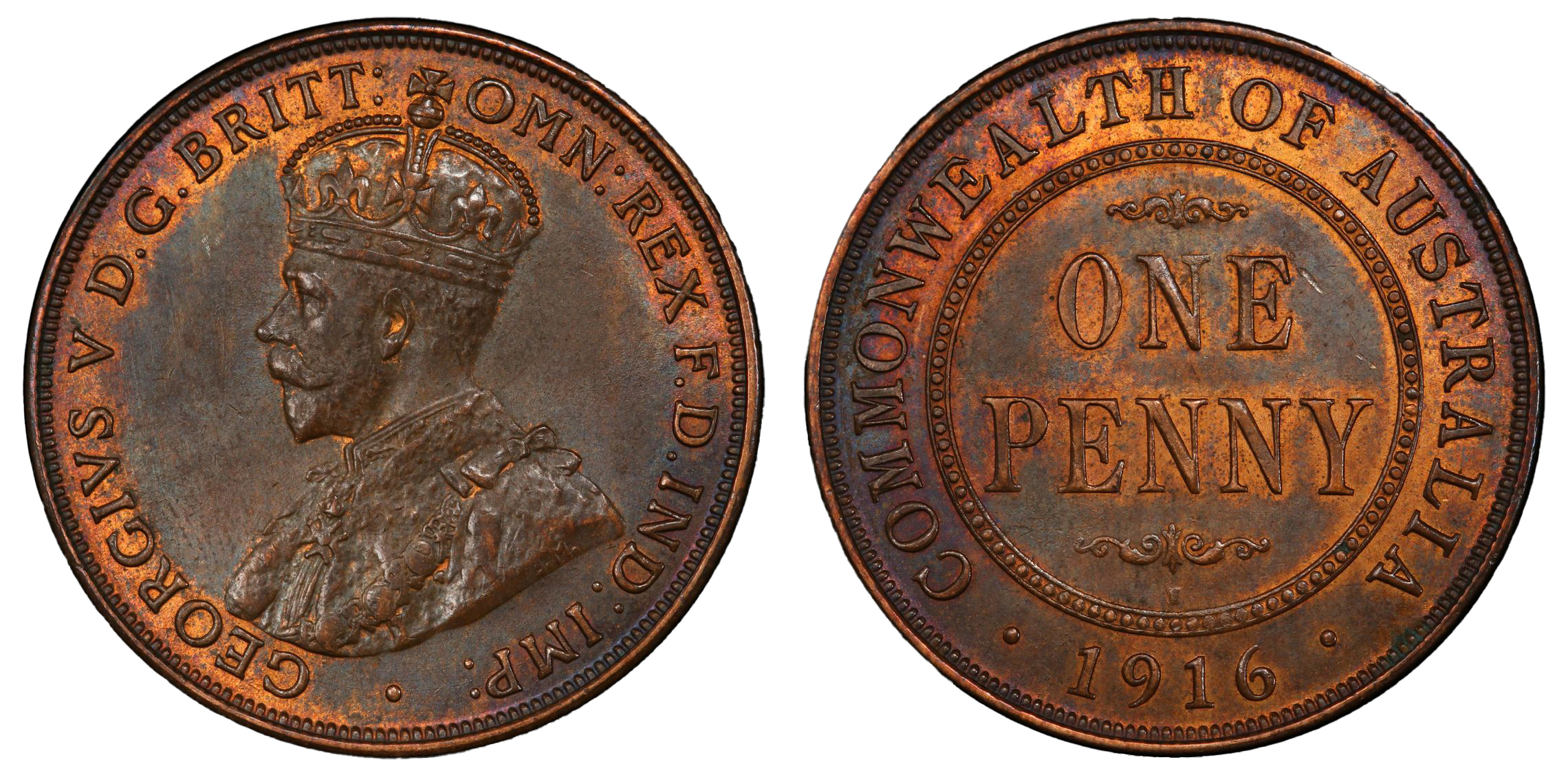 George V, Penny, 1916-I, PCGS MS64BN