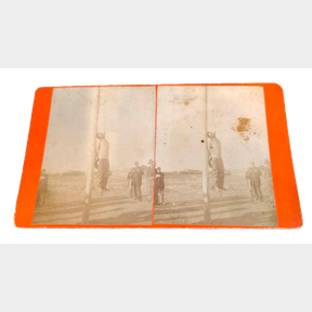 Rare Antique Stereoview Photo "Hanging Of Navajo Frank"