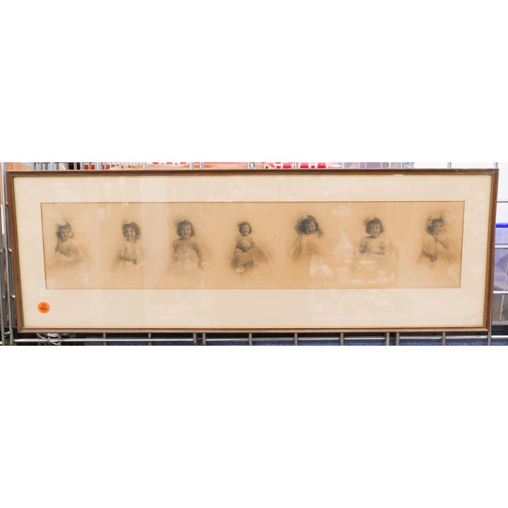 Antique Little Girl Panoramic Photograph Framed- 10x30''
