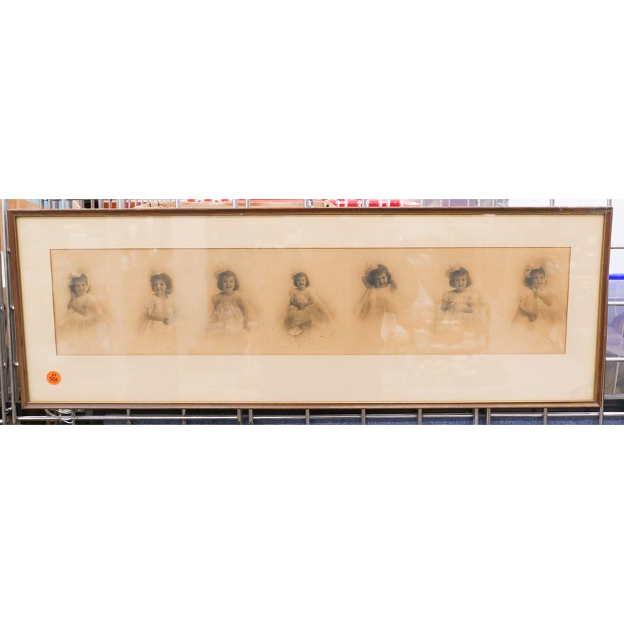 Antique Little Girl Panoramic Photograph Framed- 10x30''