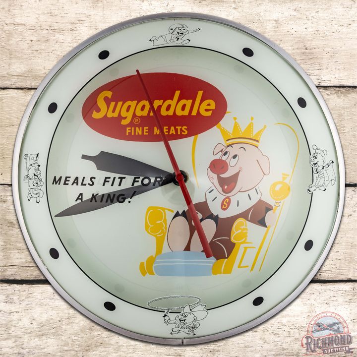 Sugardale Fine Meats 15" Double Bubble Advertising Clock w/ Pig Graphics