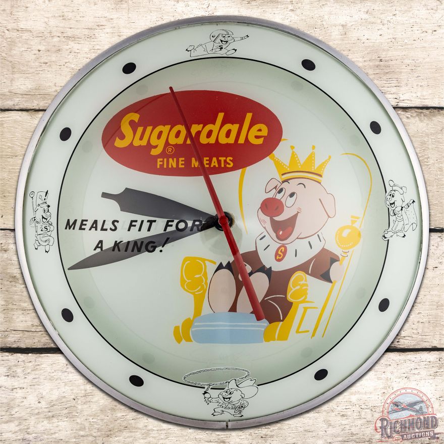 Sugardale Fine Meats 15" Double Bubble Advertising Clock w/ Pig Graphics