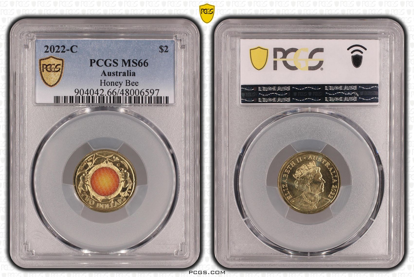 Elizabeth II, Honey Bee Colorized, Two Dollar, 2022-C, PCGS MS66