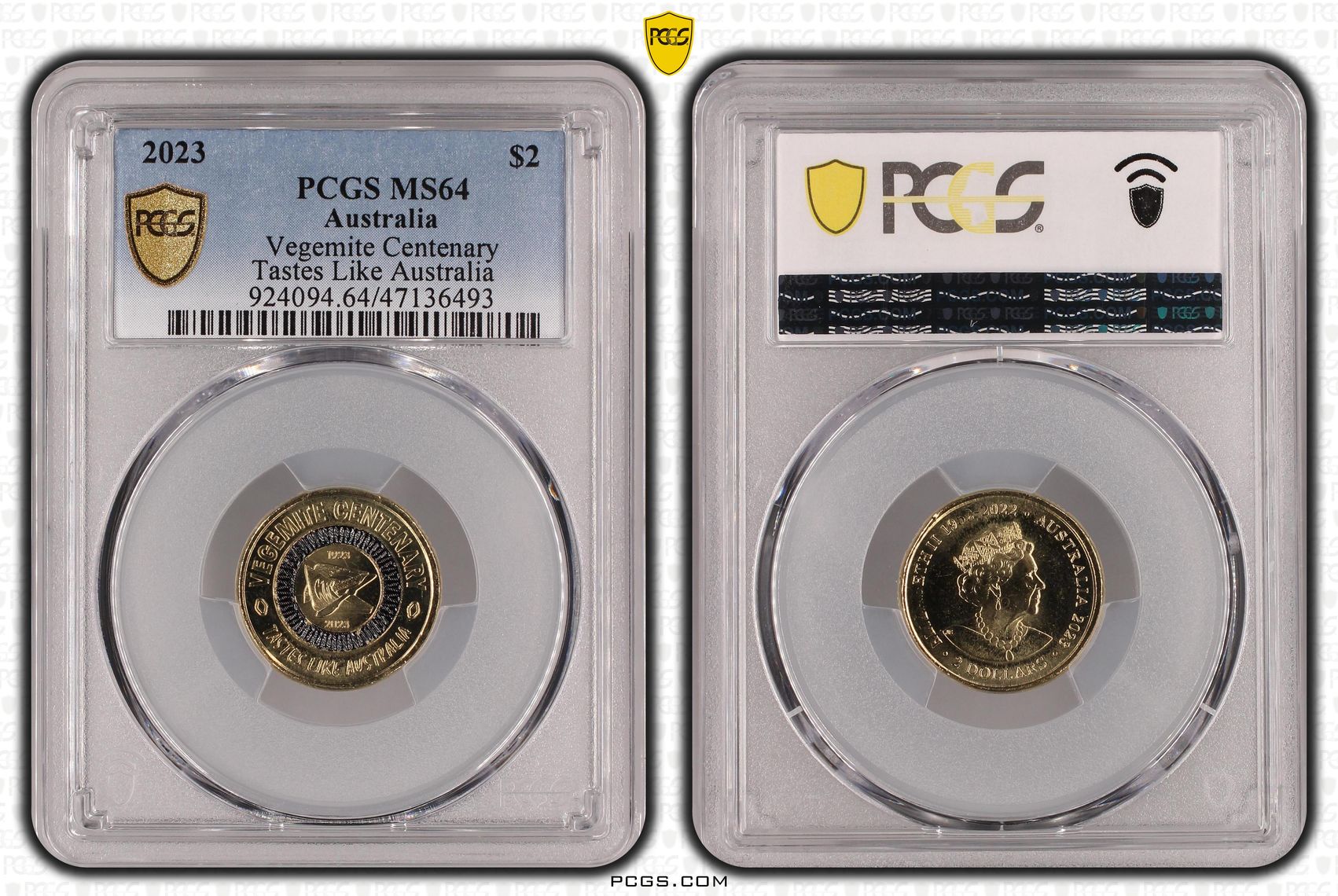 Elizabeth II, Vegemite Centenary Tastes Like Australia, Two Dollar, 2023, PCGS MS64