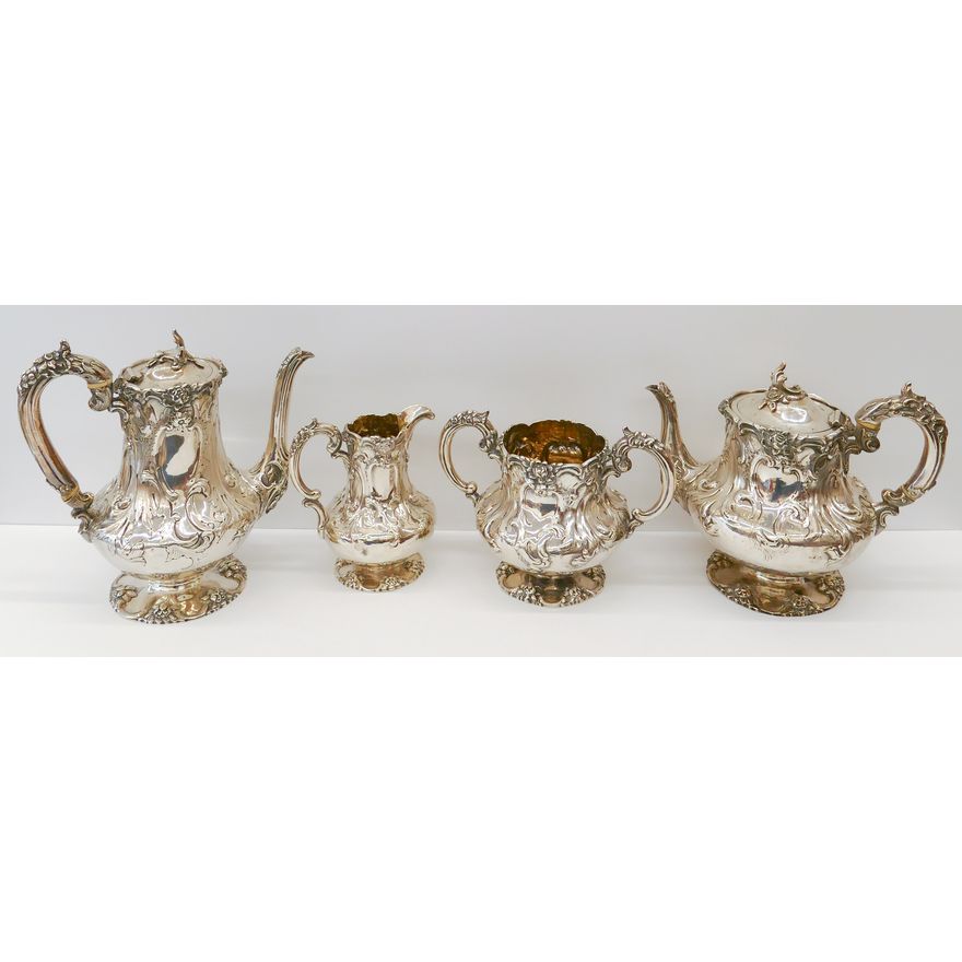 4pc Victorian English Sterling Tea & Coffee Set