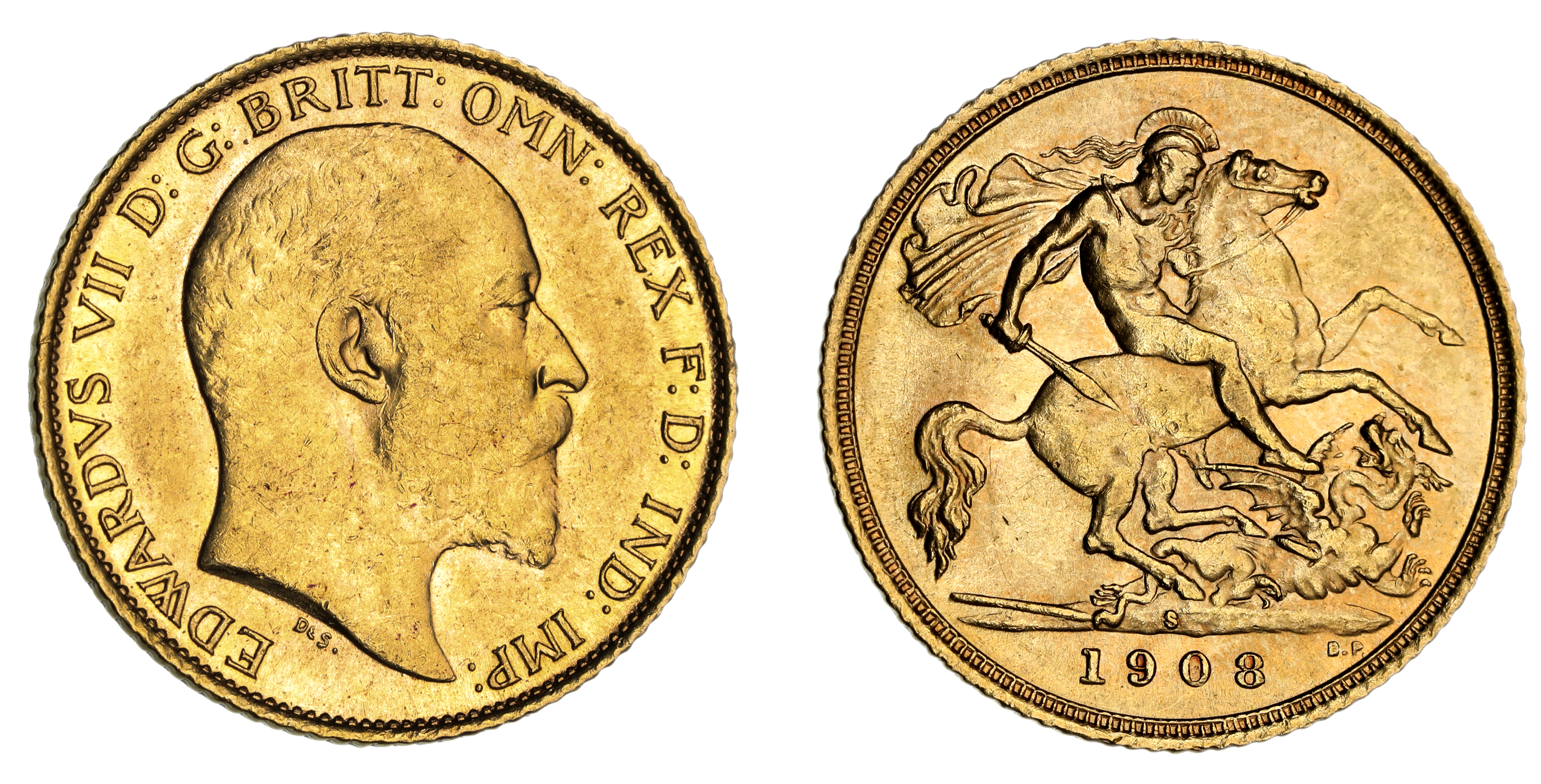 Edward VII, St. George Reverse - Sydney Mint, Half Sovereign, 1908, EF