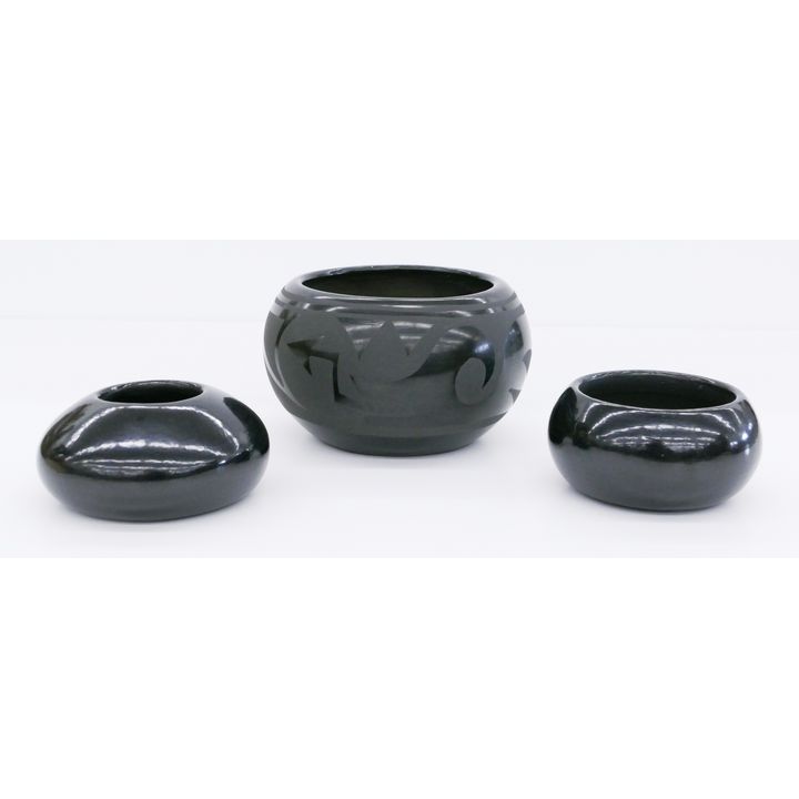 3pc Santa Clara Blackware Small Bowls