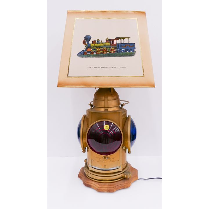 Gold C&ORY Painted Train Lantern Table Lamp- 27''