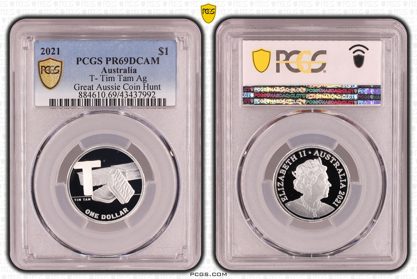 Elizabeth II, Silver, T- Tim Tam, Great Aussie Coin Hunt, One Dollar, PR69DCAM , 2021 PCGS POP - 2/0