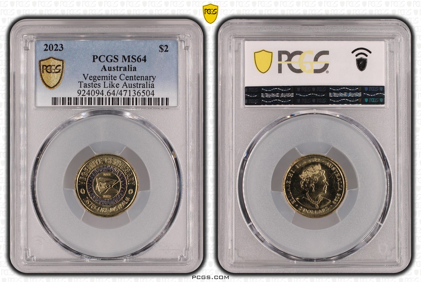 Elizabeth II, Vegemite Centenary - Tastes Like Australia, Two Dollar, 2023, PCGS MS64