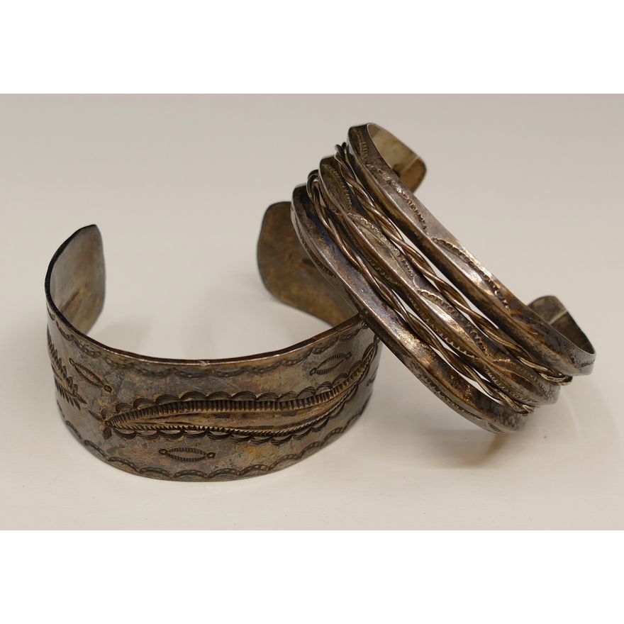 2pc Navajo Old Pawn Sterling Cuff Bracelets- 94g