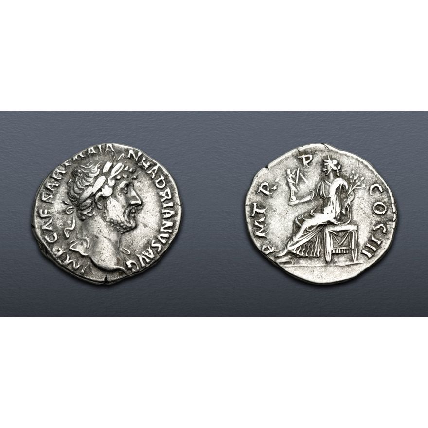 Hadrian Colors Hadrian. AD 117-138. AR Denarius (18.5mm, 3.12 g, 6h). Rome mint ...