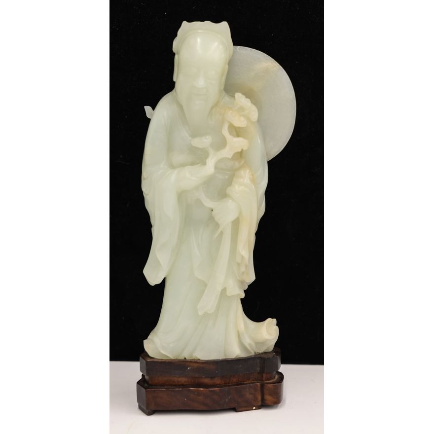 Chinese Jade Immortal Standing Figure on Stand