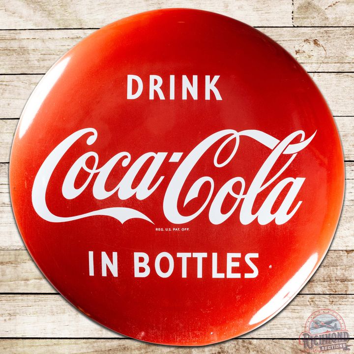 Drink Coca Cola In Bottles 48" SS Porcelain Button Sign