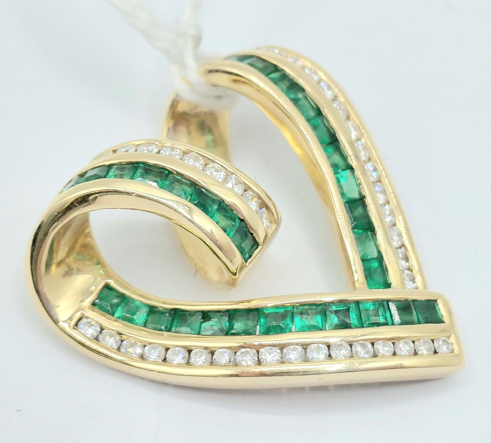 14ct Gold Emerald And Diamond Pendant