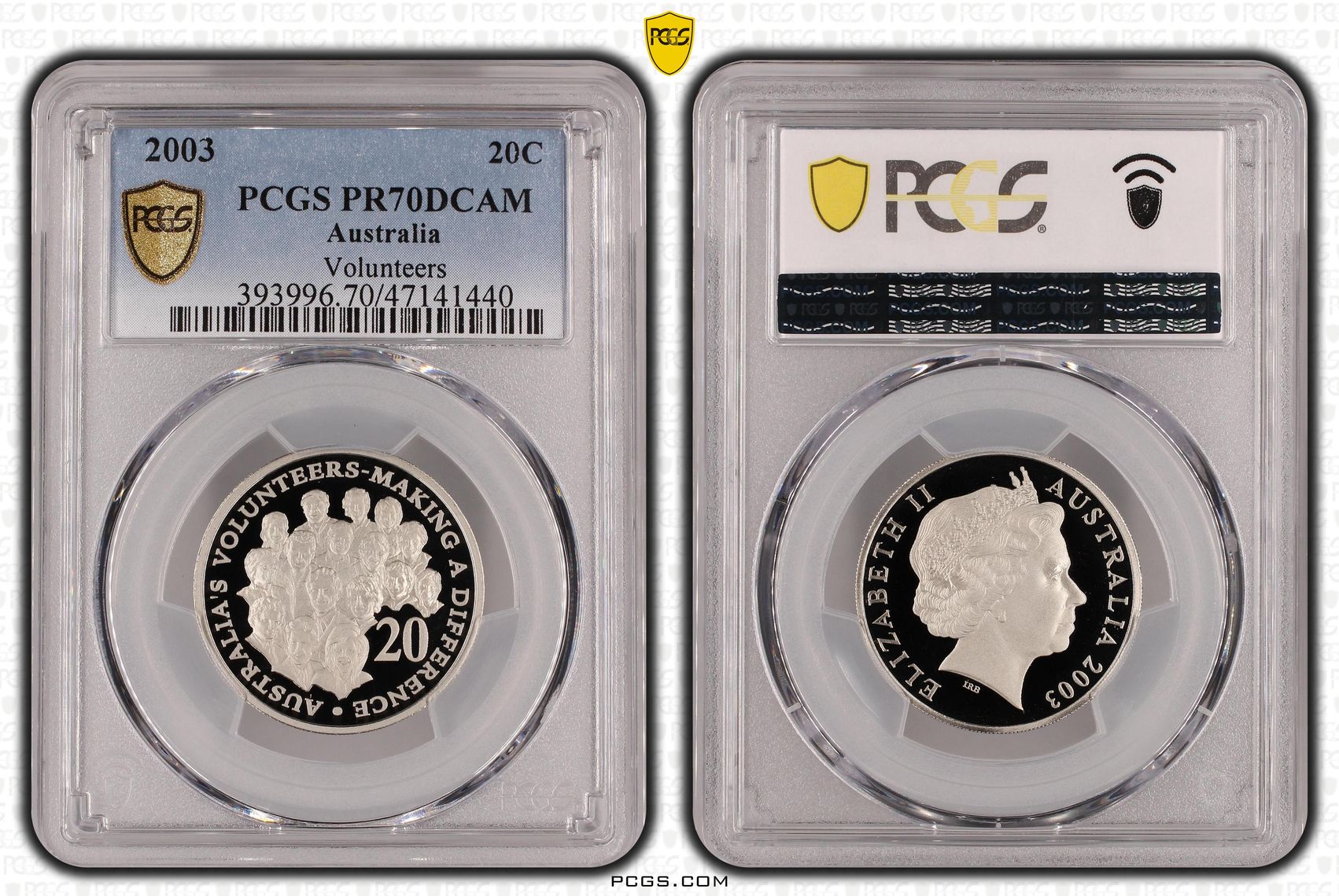 Volunteers, Twenty Cent, 2003, PCGS PR70DCAM