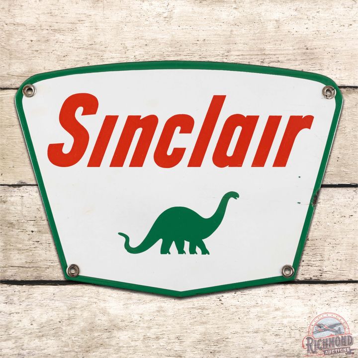Sinclair Gasoline 12" Single Sided Porcelain Truck Door Sign w/ Dino