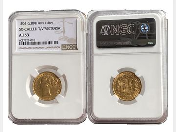 1861 VICTORIA T OVER V SOVEREIGN AU53