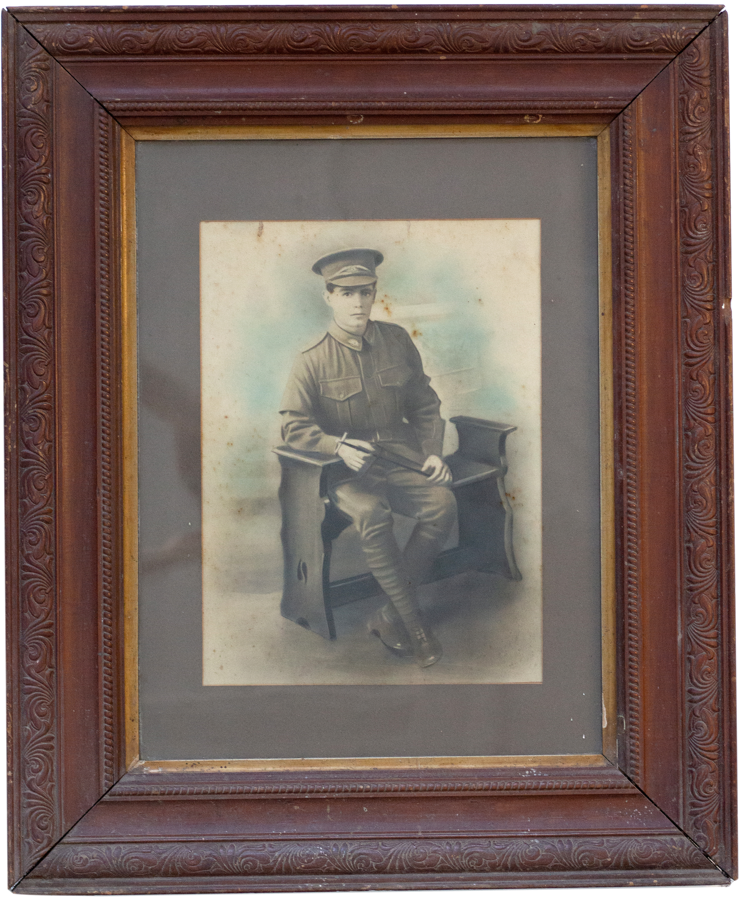 344 · A.I.F. Private, Sepia Photograph in Uniform, 1914 - 1918, VGC