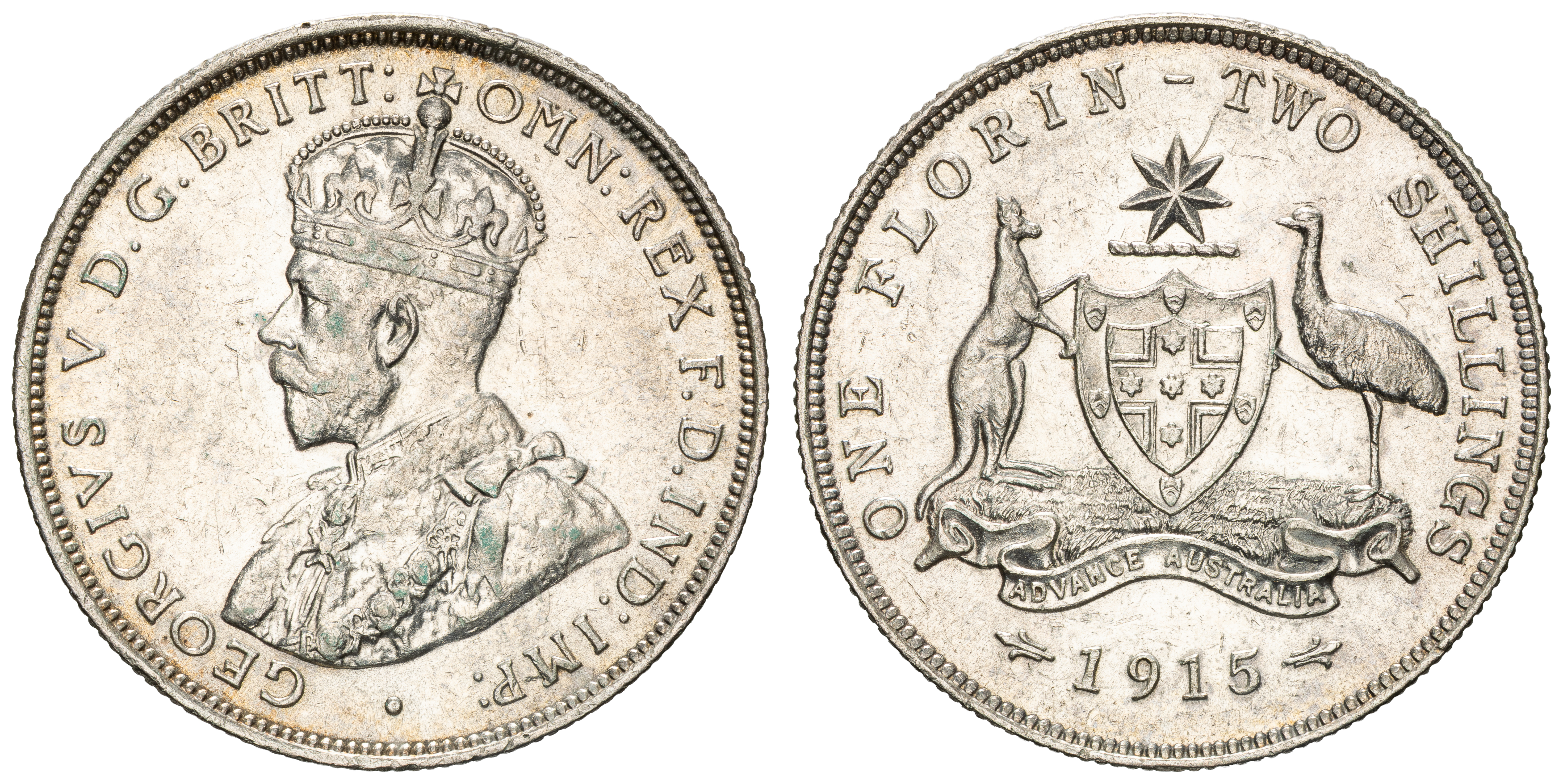 George V, Florin, 1915, aEF