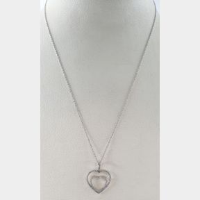 9CTWHITE GOLD HEART NECKLACE WITH 0.160CT DIAMONDS - 51929/3473