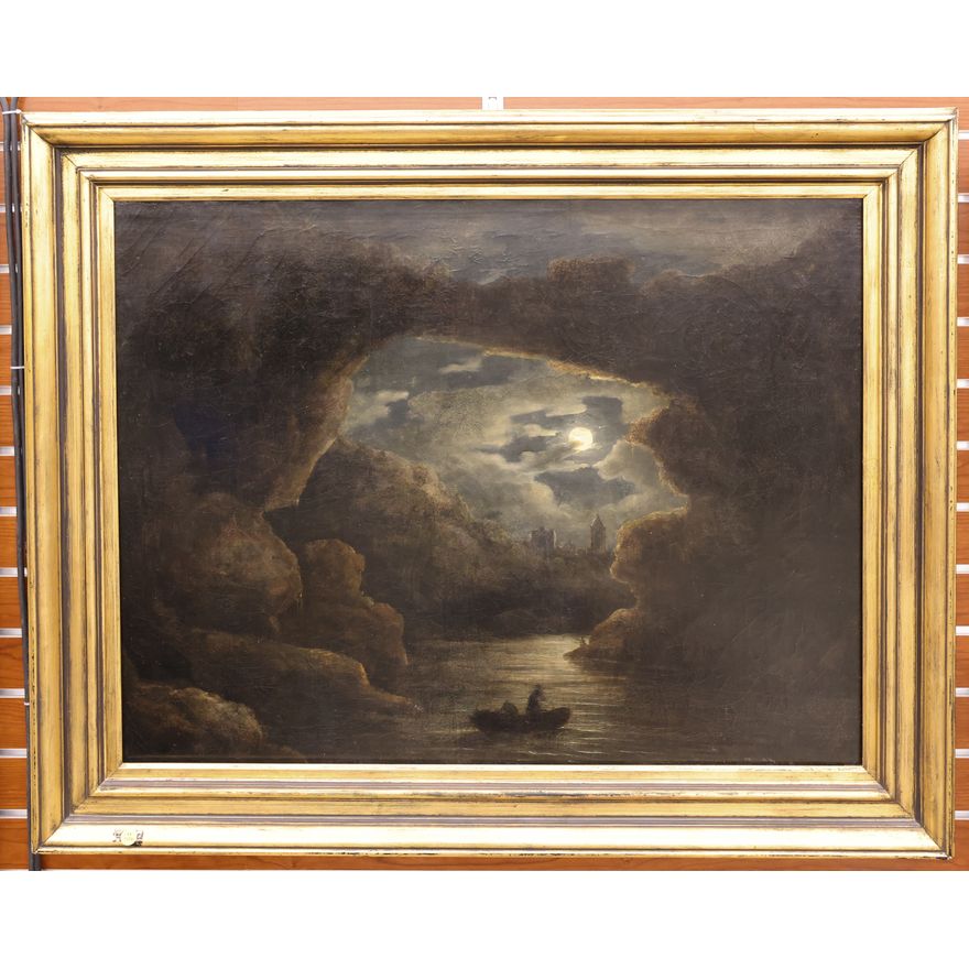 Antique Night Landscape Oil Painting Framed 36''x44''