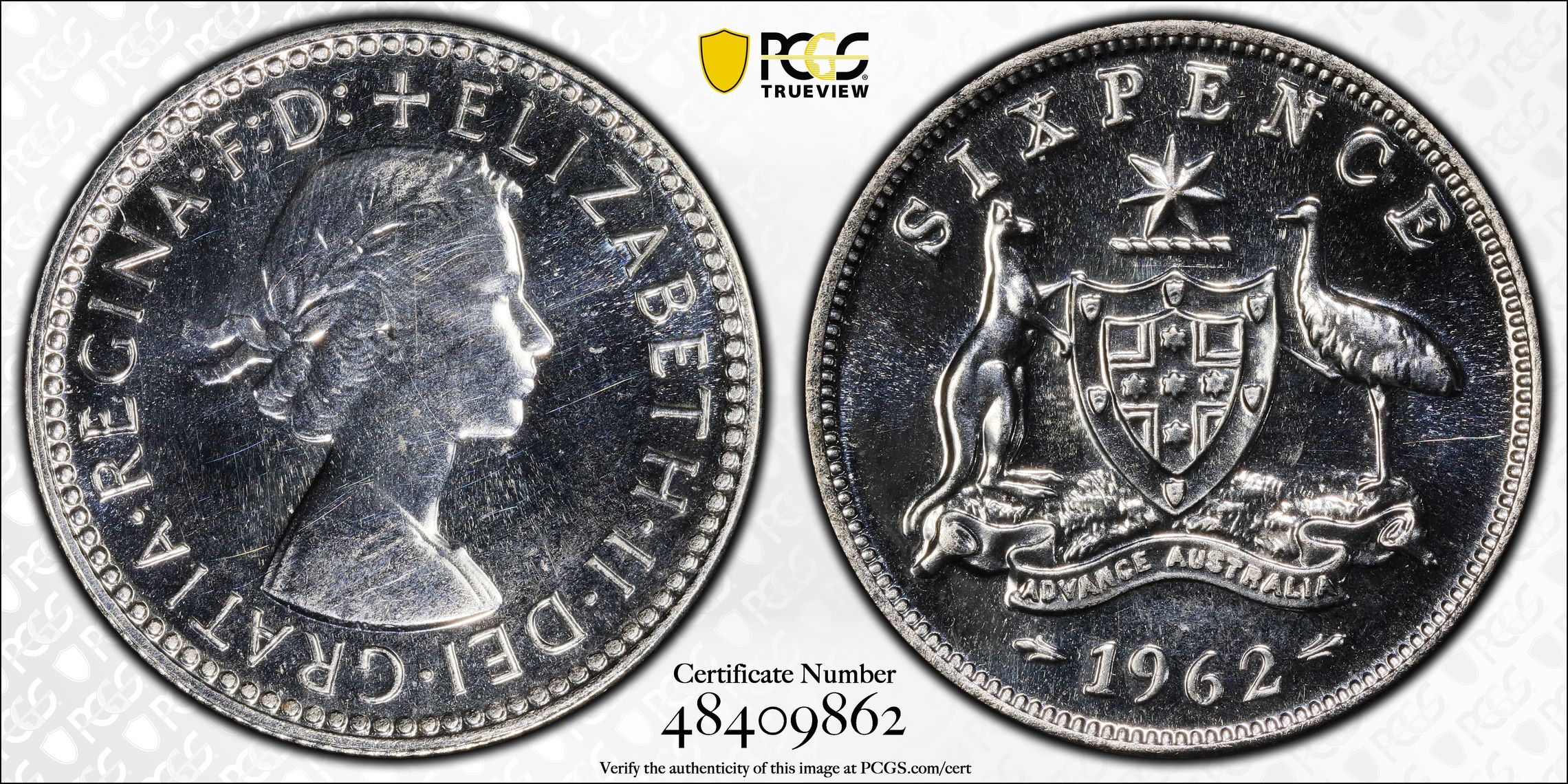 Elizabeth II, Sixpence, 1962(m), PCGS PR65