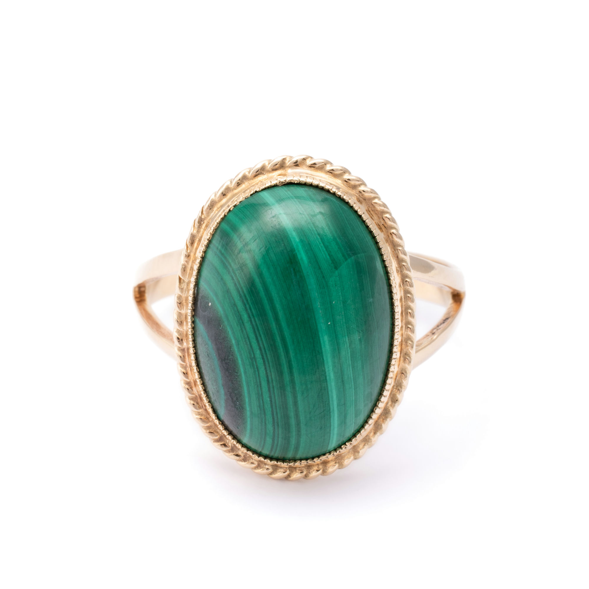 Malachite Ring 14ct Gold,