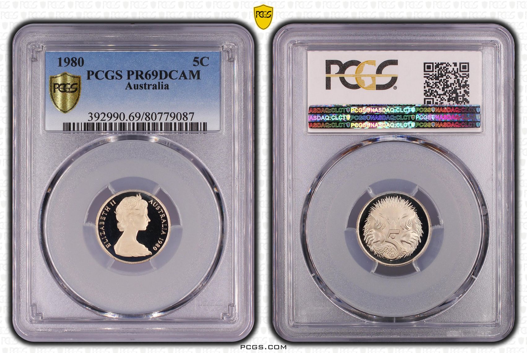 Elizabeth II, Five Cent, 1980, PCGS PR69DCAM