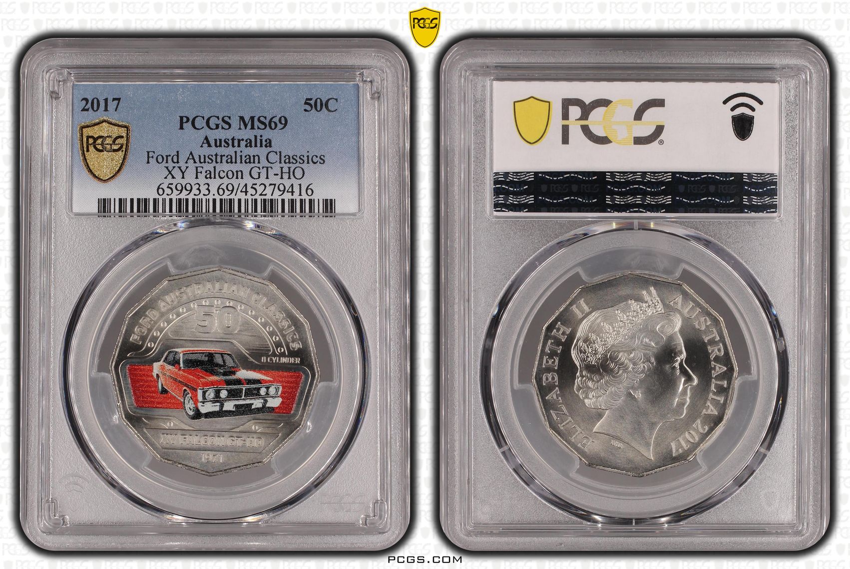 2017 Australia Fifty Cent, 50c Ford Australia Classics - XY Falcon GT-HO PCGS - MS69 -416