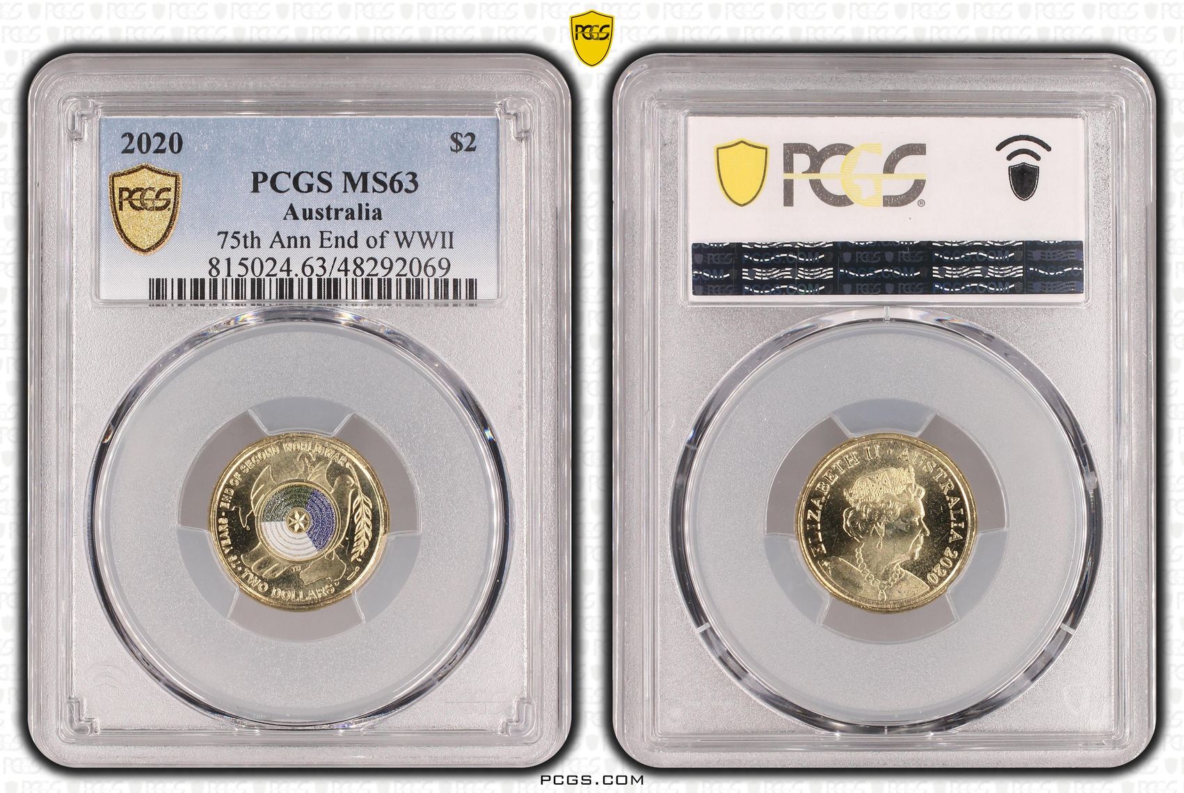 Elizabeth II, 75th Ann End of WWII, Two Dollar, 2020, PCGS MS63