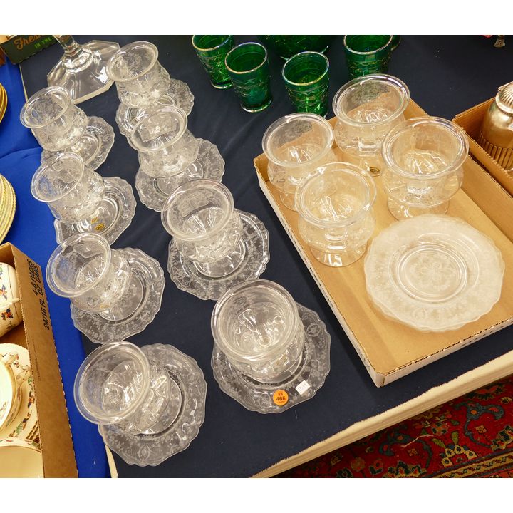24pc Cambridge Glass 'Diane' Shrimp Cocktails with Underplates