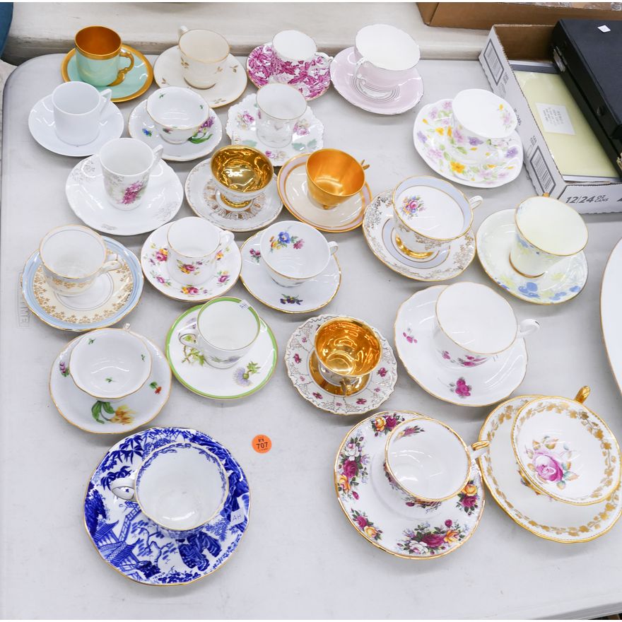 23pc Bone China Cup Saucers and Demicup Saucers