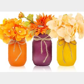 CNVOILA THANKSGIVING DECORATIONS, THANKSGIVING THEMED MASON JARS CENTERPIECE WITH FLOWER DECOR - PERFECT FOR THANKSGIVING DECOR IN