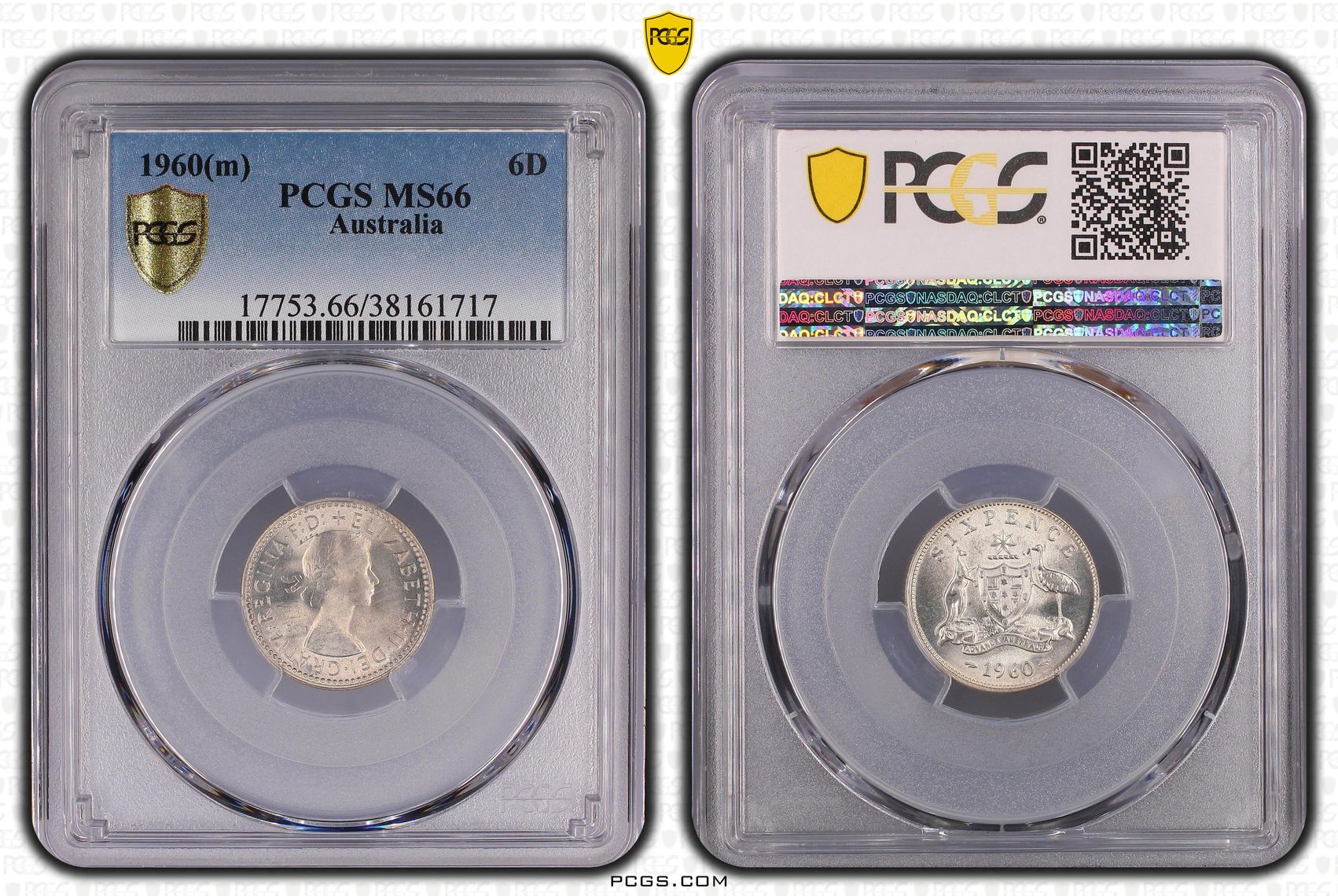Elizabeth II, Sixpence, 1960, PCGS MS66