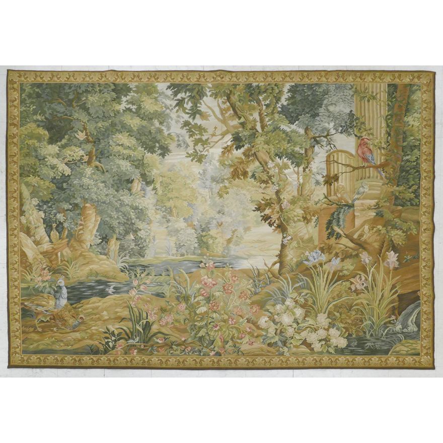 Large French ''Garden of Paradise'' Hanging Tapestry 6'x9' Approx.