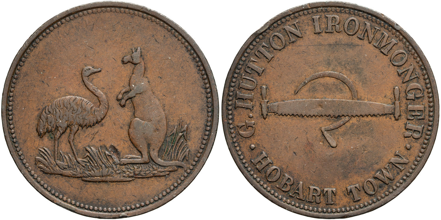 A.137 - Hutton, G, Hobart Town, Tasmania, Penny, gVF