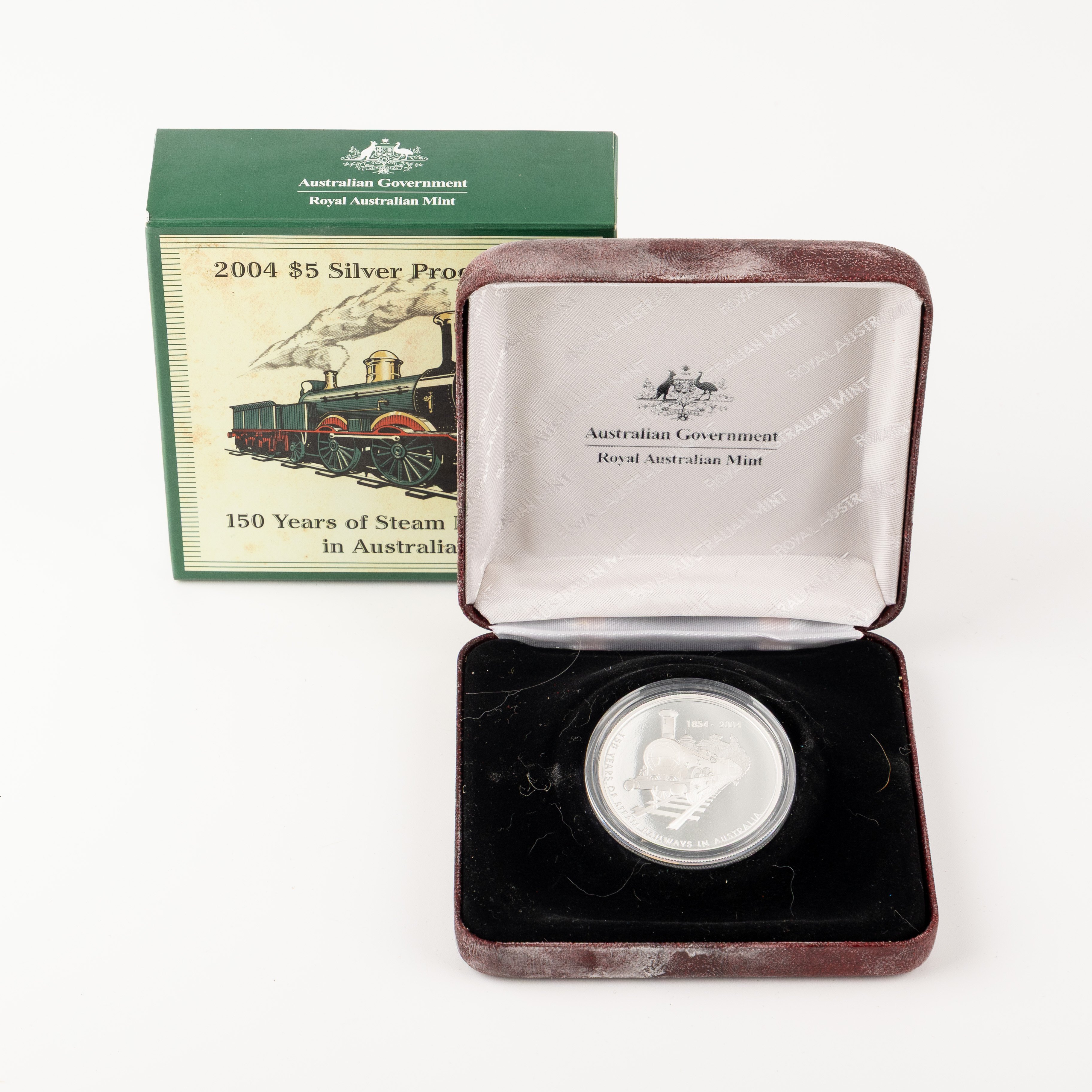 150 Years of Steam Railways in Australia Silver Proof Coin, Five Dollar, 2004