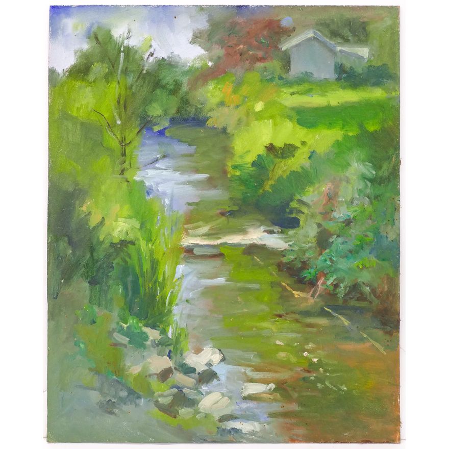 Gene Amondson ''Creek'' Oil on Masonite 20''x16'' - Unsigned, minor damage